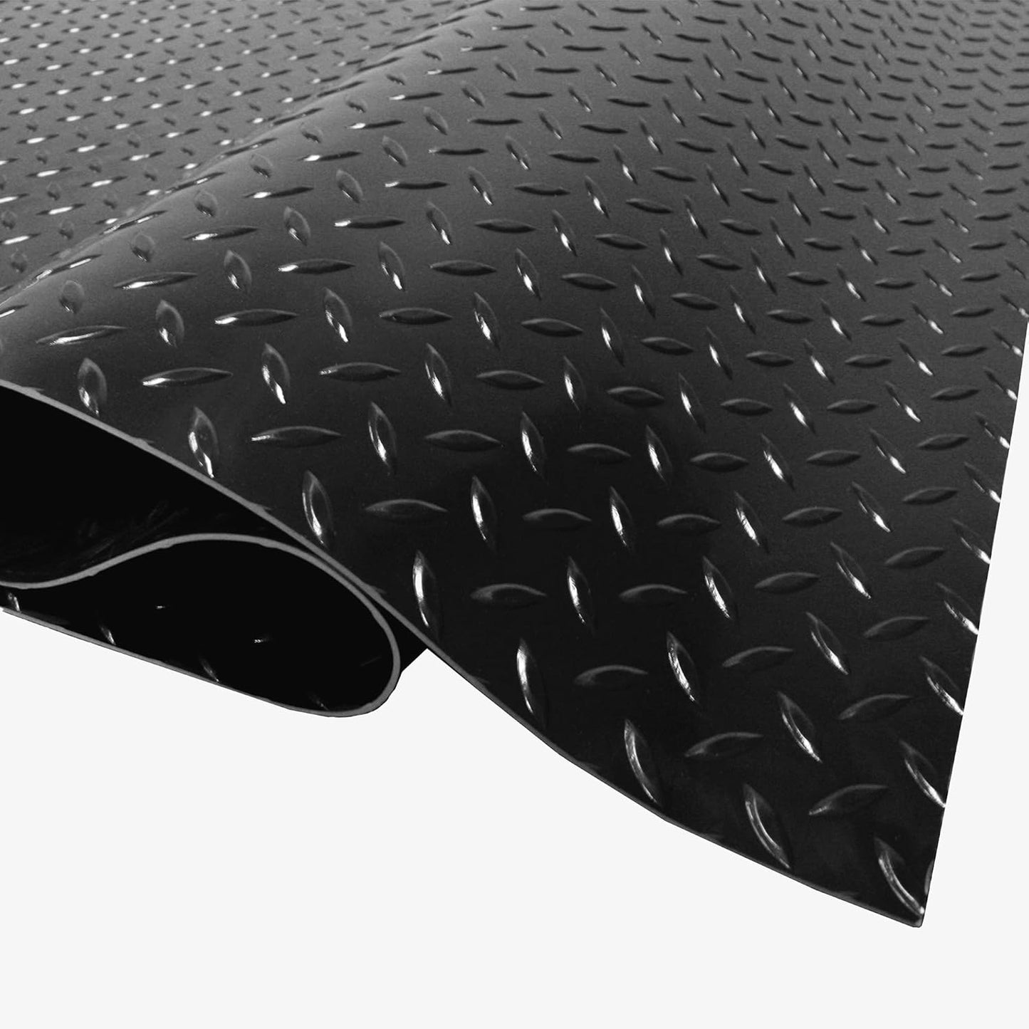 IncStores 2.5mm Thick Commercial-Grade Nitro Roll Garage Floor Mat | Flexible Vinyl Floor Mat for a Stronger and Safer Garage, Workshop, or Trailer | Diamond-Plate, Midnight Black, 10' x 25'