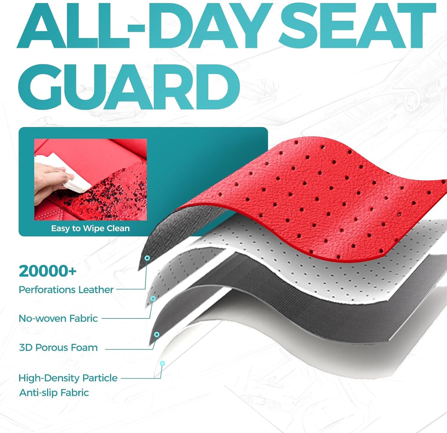 for Toyota Camry Seat Covers Hybrid LE SE 2018 2019 2020 2021 2022 2023 2024 - Custom Car Seat Covers Full Set, Waterproof Breathable Seat Cover for Cars, Leather Cushion Protectors Red