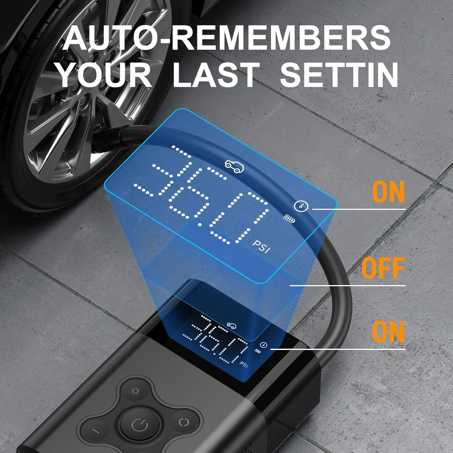 Tire Inflator Portable Air Compressor, 150 PSI Air Pump for Car, Electric Bike Pump with Digital Tire Pressure Gauge, Portable Tire Inflator for Compact Car, Electric Motorcycle, Bike (Black)