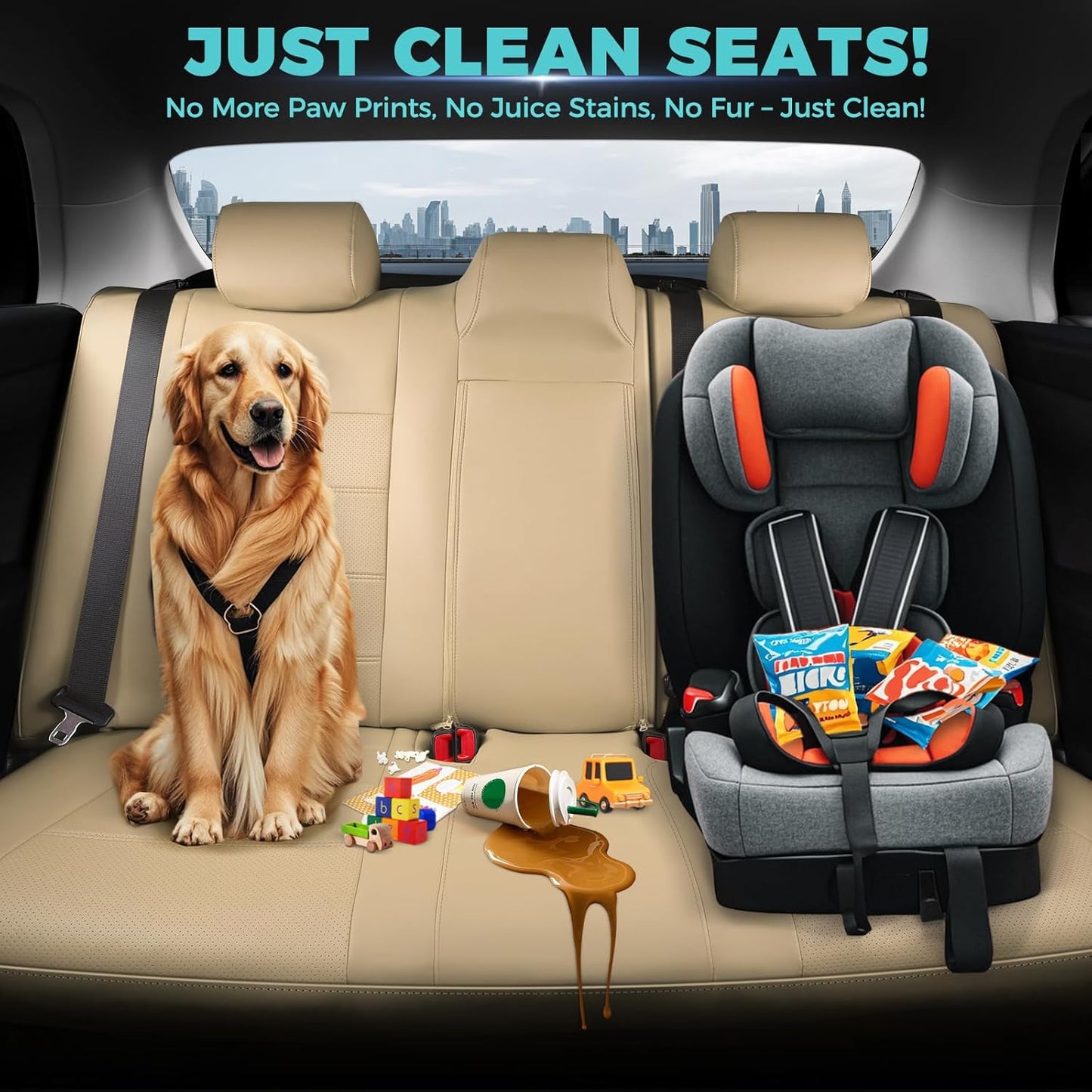 for Toyota Camry Seat Covers SE XSE SE Sport 2012 2013 2014 2015 2016 2017 - Custom Fit Car Seat Covers Full Set, Waterproof Breathable Leather Seat Covers for Cars, Beige Not for Hybrid