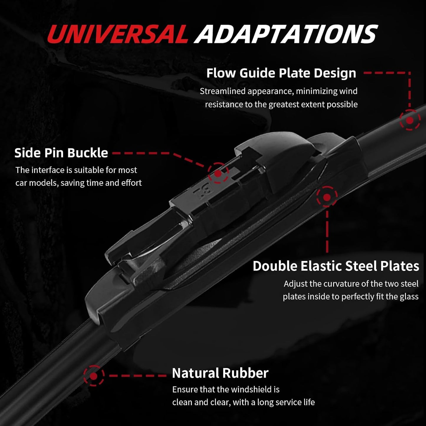OTUAYAUTO Windshield Wiper Blades - Replacement for Ford Explorer 2011-2019 - Front and Rear Wiper Blades Set, Original Equipment Replacement, Pinch Tab - 26"+22"+11" (Set of 3)