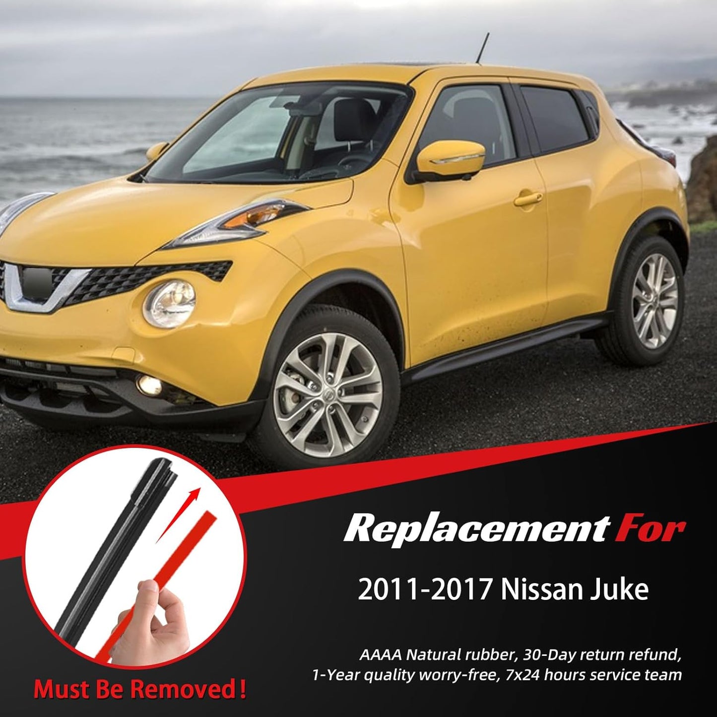 OTUAYAUTO Premium Windshield Wiper Blades - Replacement for Nissan Juke 2011-2017 - Precision Fit, All-Weather Performance, Front and Rear Wiper Blades, J/U Hook - 22"+14"+12" (Pack of 3)