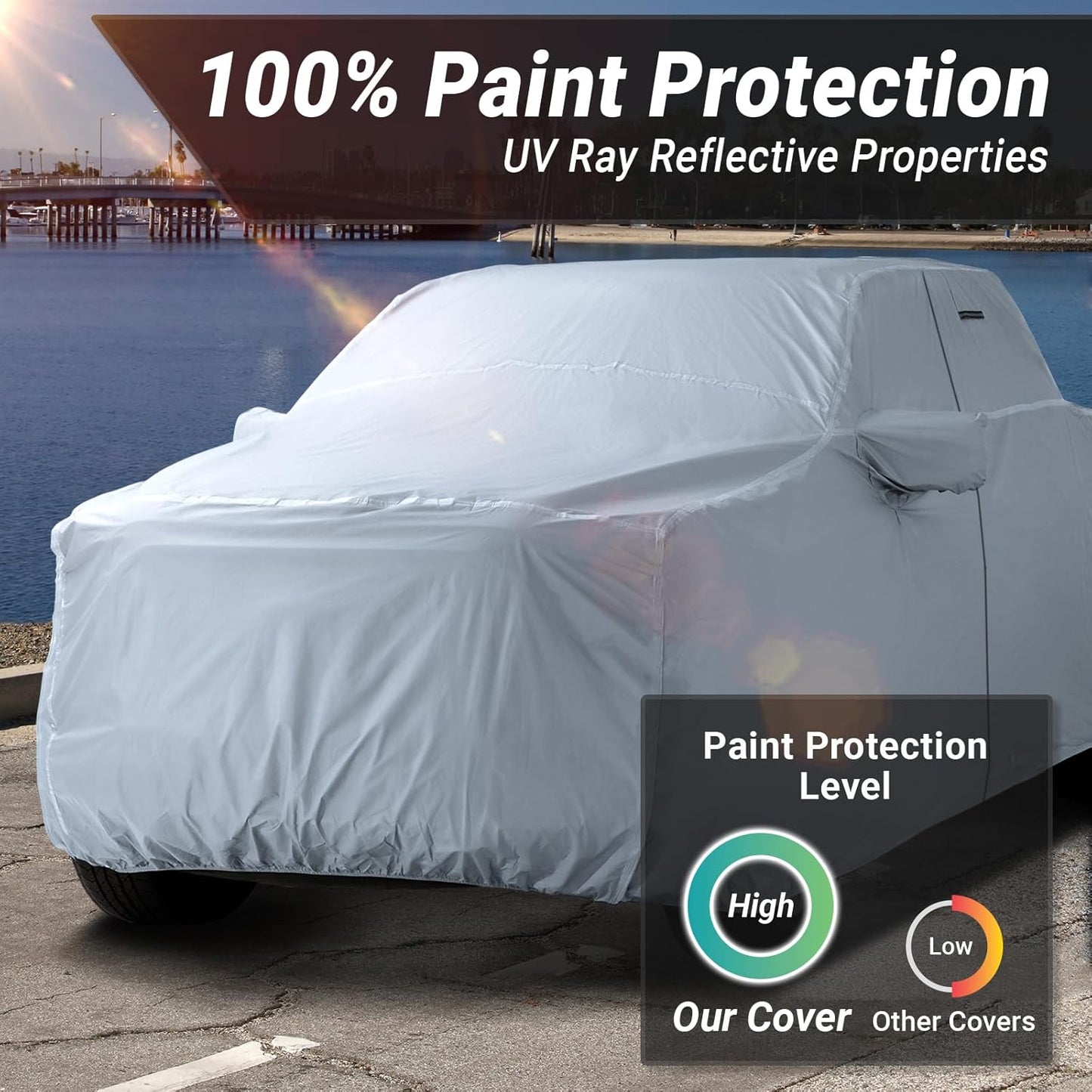 iCarCover Premium Truck Cover for 2007-2024 Toyota Tundra CrewMax 5.5 ft. Short Bed Waterproof All Weather Rain Snow UV Sun Hail Protector, Full Exterior Indoor Outdoor Truck Cover