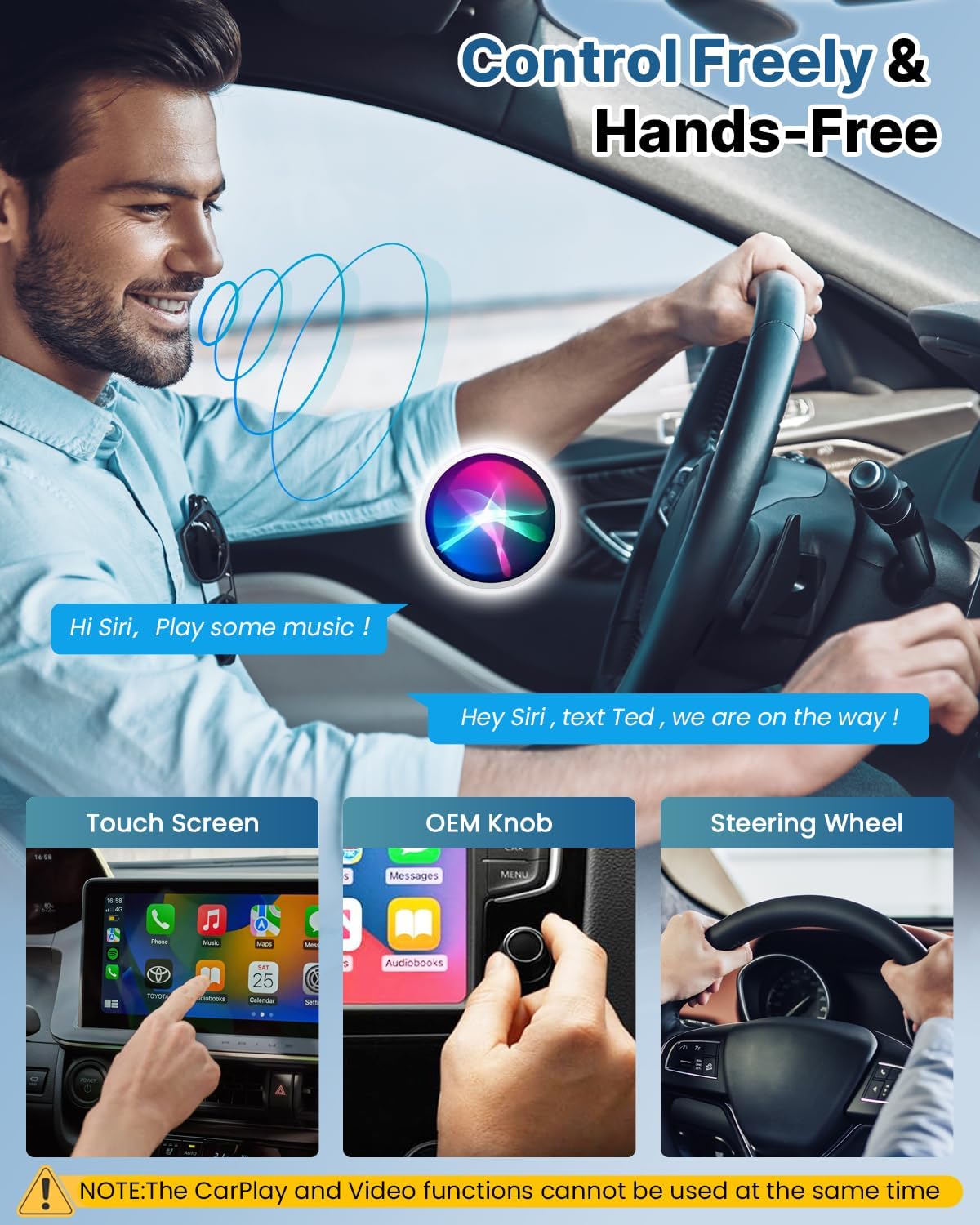 Sehawei Wireless CarPlay & Android Auto Adapter 2025 - Built-in Netflix, YouTube & TF Card Slot - Plug and Play, Convert Wired to Wireless - Compatible with 2015+ Cars, iOS 10+/Android 11+