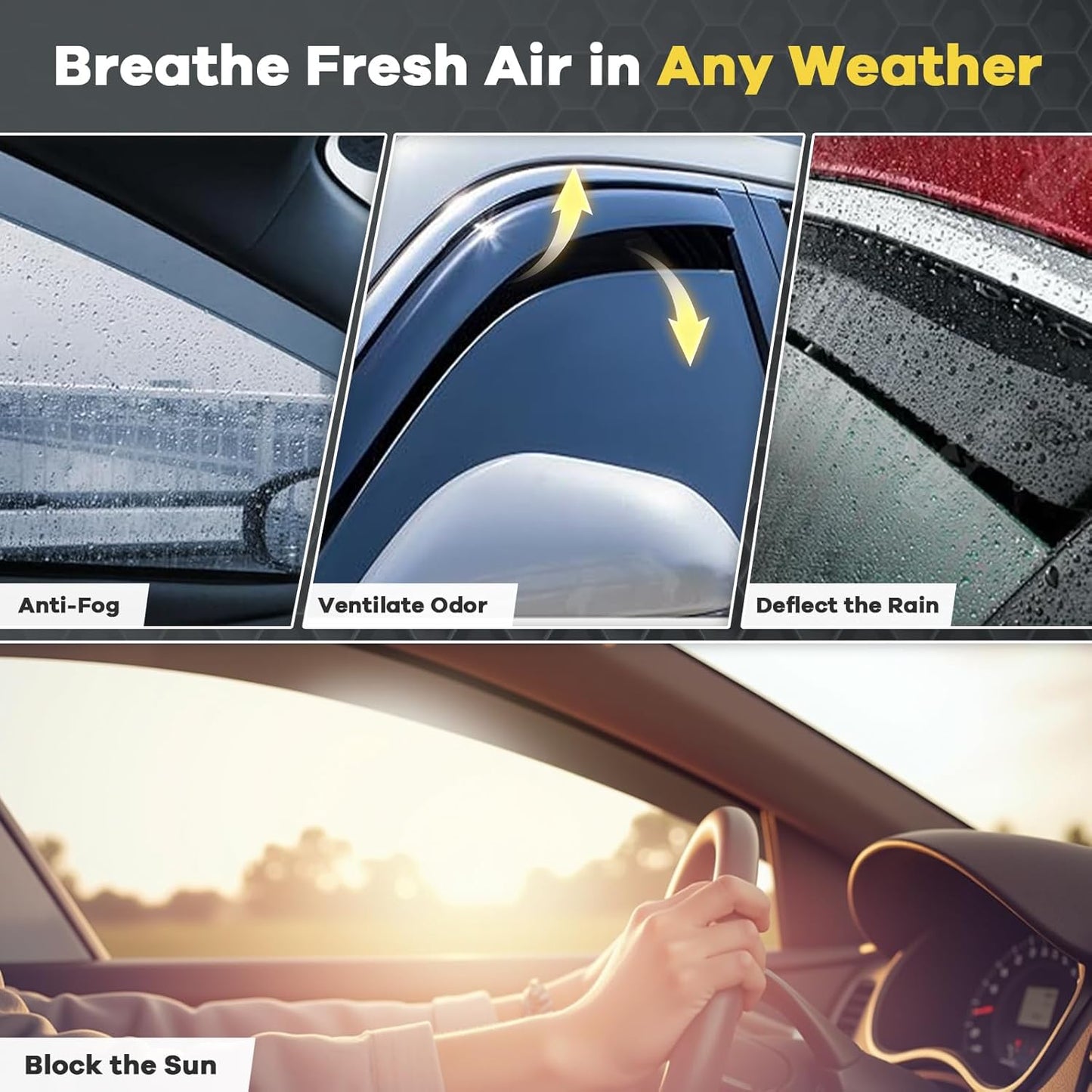 4 PCS in-Channel Window Rain Guards Fit for 2019-2025 Toyota RAV4, Smoke Tinted Vent Window Visors, Window Vent Deflector, Sun Visors Vent Shades, Car Accessories 2020 2021 2022 2023 2024