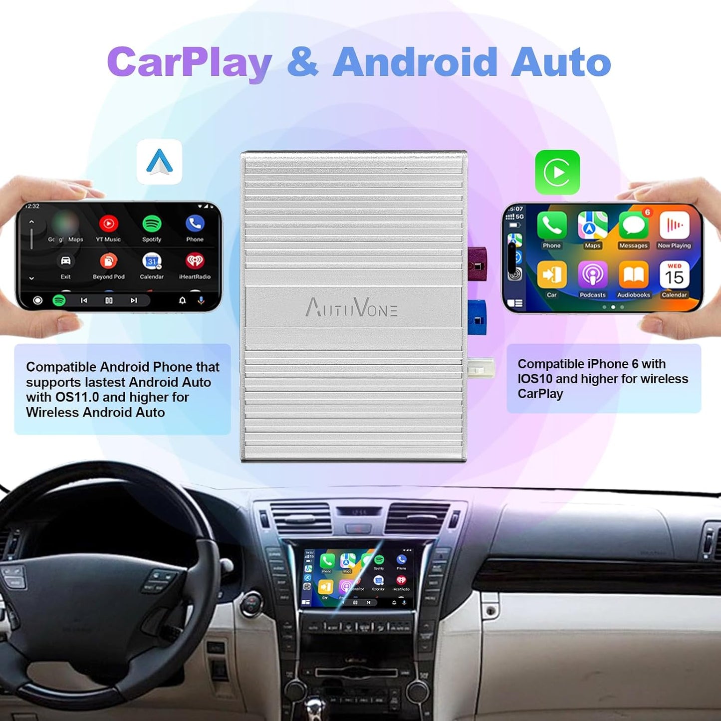 Wireless/Wired Phone Mirroring Android Auto Interface Upgrade Kit for Lexus 2005-2008 is, Support Wireless CarPlay, AirPlay, Cameras, Retaining Car OEM Monitor, Control System