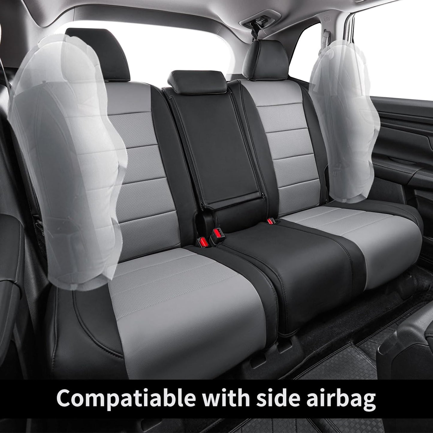 Coverdream CRV Leather Seat Covers Custom Fit for 2023-2025 2026 Honda CR-V LX,EX,EX-L,Sport Series,Hybrid,Trailsport,Fully Covered,Airbag Compatible Waterproof Car Seat Protector(Full Set,Black/Gray)