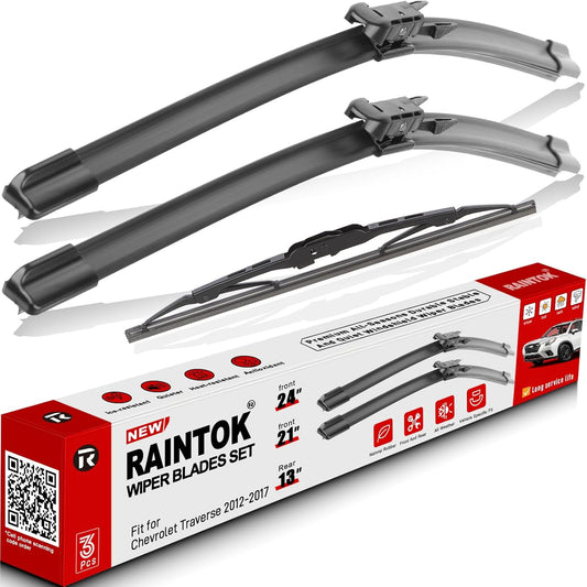 Windshield Wiper Blades Replacement for Chevy Chevrolet Traverse 2012 2013 2014 2015 2016 2017 Original Factory Quality Front Rear Wipers Blade Set for My Car - 24" 21" 13" (Pack of 3)