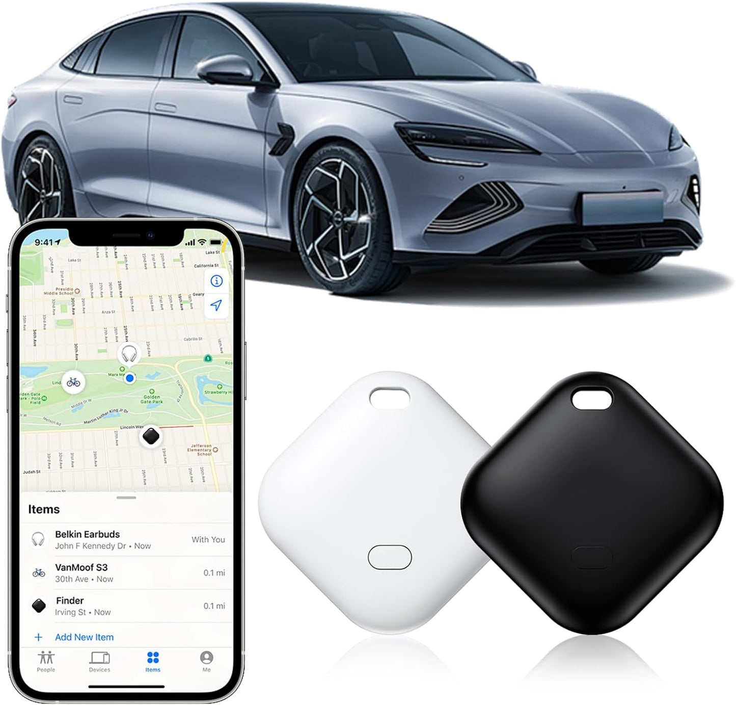 2 Pack GPS Vehicle Tracker, Hidden Vehicle Tracker, No Subscription and Monthly Fees and SIM Card Required, Tracker with Sound, Works with Find My, Suitable for Children, Pets, Vehicles (iOS only)