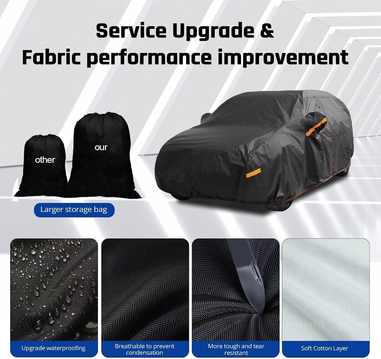 6 Layer Heavy Duty Hatchback Car Cover Waterproof All Weather Protection with Cotton Liner, Universal Fit Nissan Leaf, Honda Civic Hatchback, Mazda 3 Hatchback, Toyota Corolla Hatchback