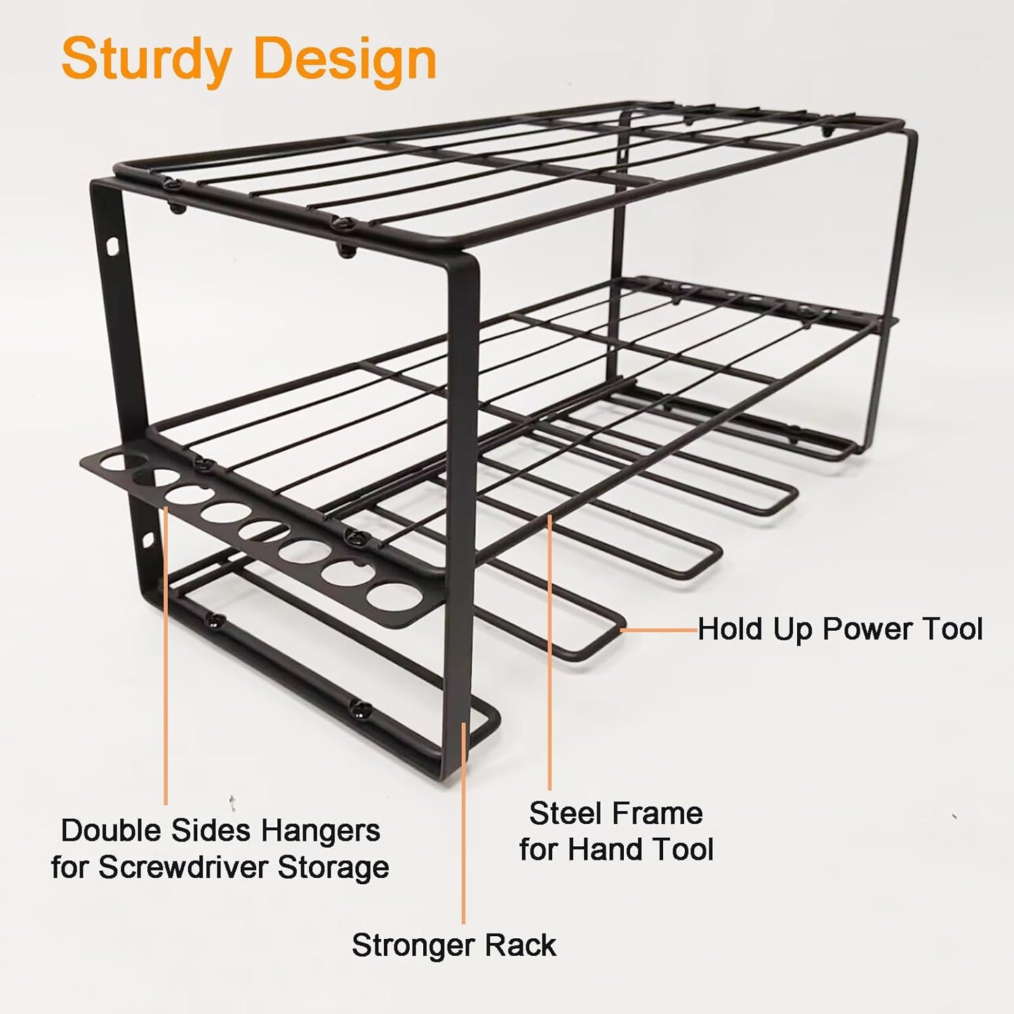Tool Organizer, Power Tool Organizer Wall Mount with 3 Layers Tool Storage Rack for Drill Holders (Medium)