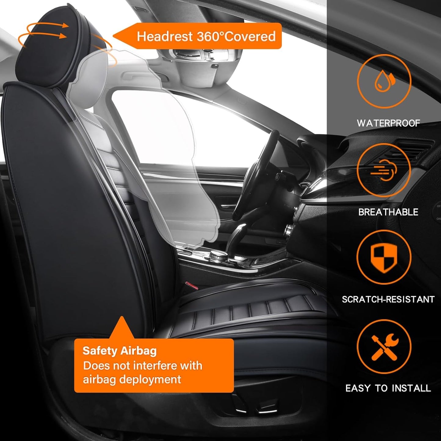 Car Seat Covers,Car Seat Protector Waterproof,Seat Covers Front, Car Seat Protectors,Automotive Seat Covers Fit for Most Cars Black