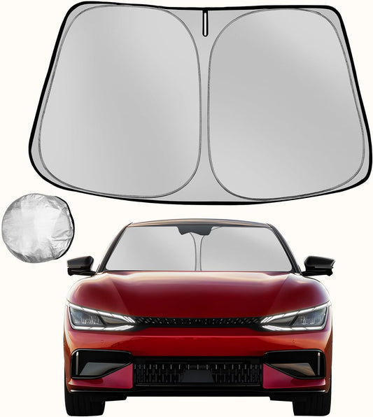 Windshield Sun Shade for 2022-2025 Kia EV6 Foldable Sun Sunshade for Car Front Window Blocks UV Rays and Heat Automotive Interior Protector Custom Fit Accessories