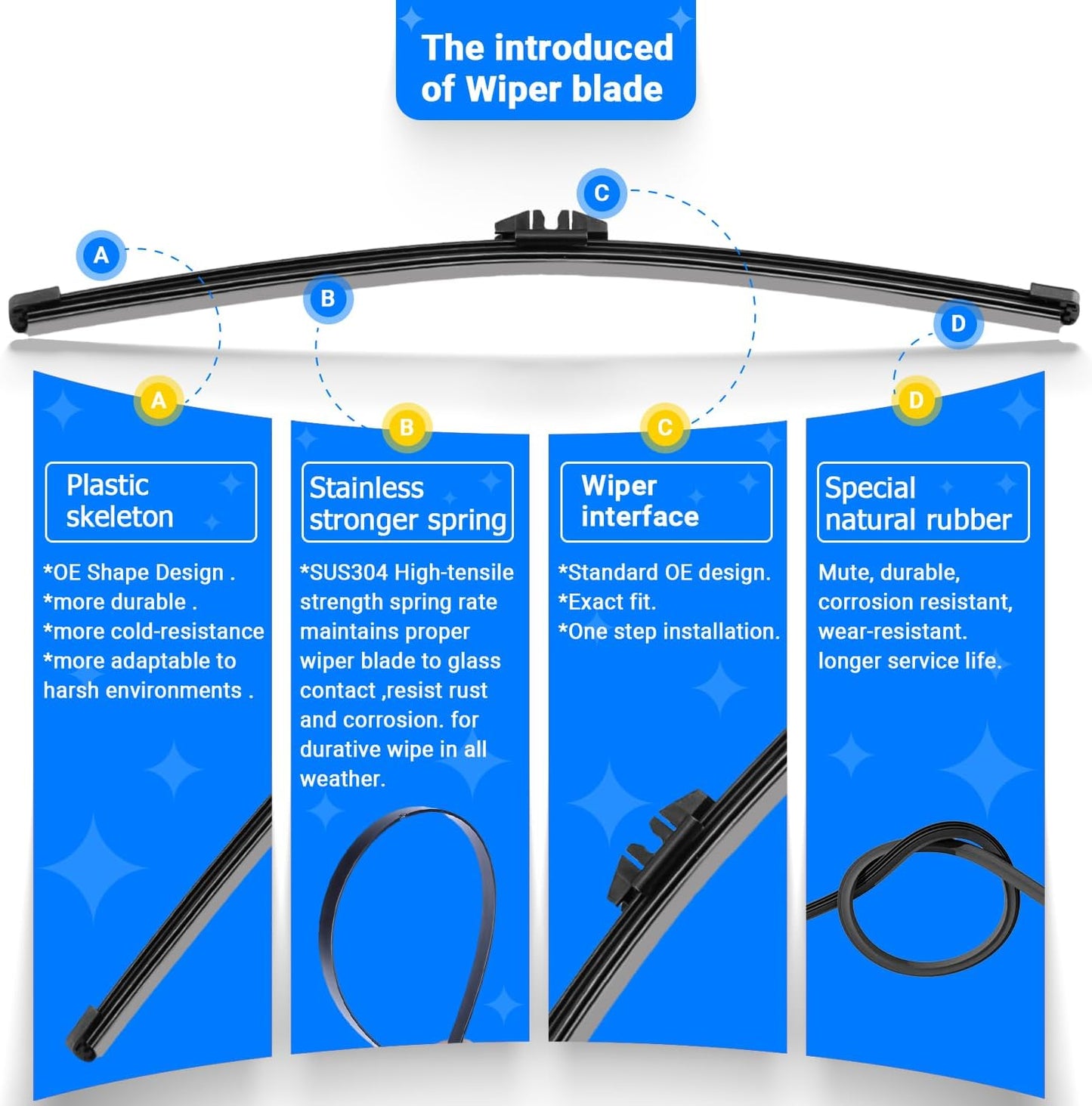 Windshield Wiper Blades Replacement for 2018-2023 BMW X3 X4 Original Factory Quality Front Rear Wipers Blade Set for My Car - 26" 20" 12" (Pack of 3)