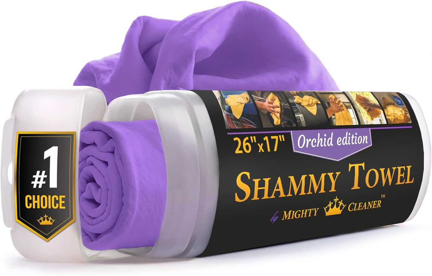 Premium Shammy Cloth for Car Drying - Super Absorbent Reusable Chamois Towel - Scratch-Free Car Drying Towel (26'x17')