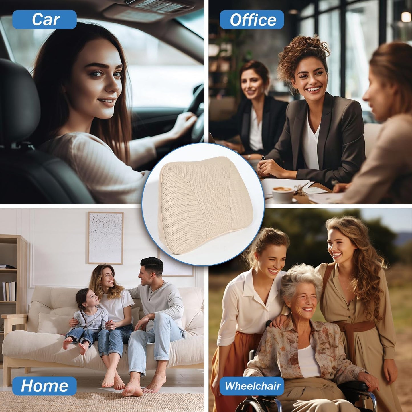 1P Lumbar Support Pillow,15.5x8.7 Memory Foam,Superfiber Suede,Drive car Back Pillows,seat,Office,Rest,Improve Posture(Orange-Brown)