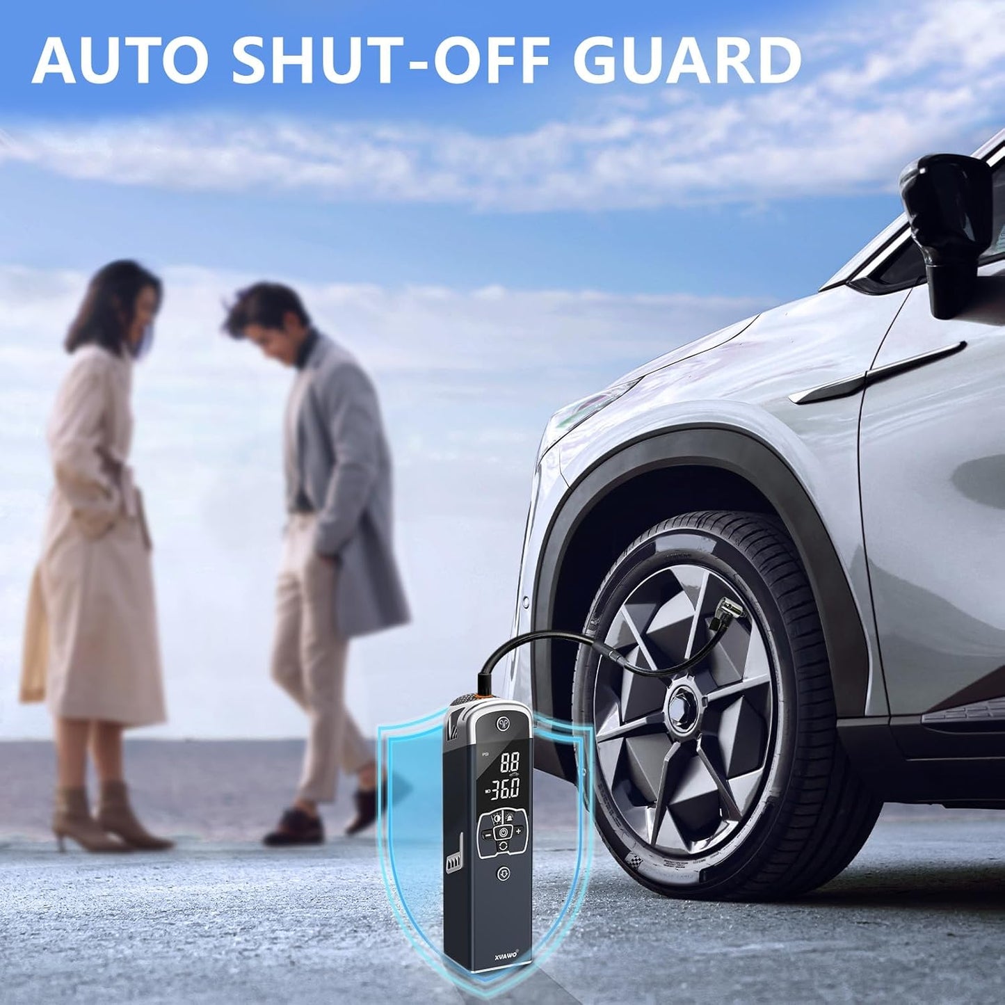 Tire Inflator Portable Air Compressor: Cordless Deflatable Air Pump for Car Tires - 150PSI Tire Pump with Pressure Gauge for Car Bike Motorcycle