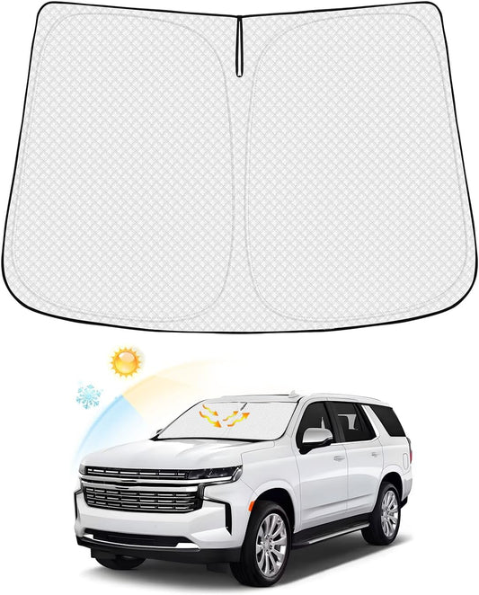 Windshield Sun Shade for Chevrolet/Chevy Tahoe 2021-2025 2026 Accessories Thicken 6-Layer Foldable Front Window Sunshade Cover Sun Visor Protector Block UV Rays Keep Vehicle Cool