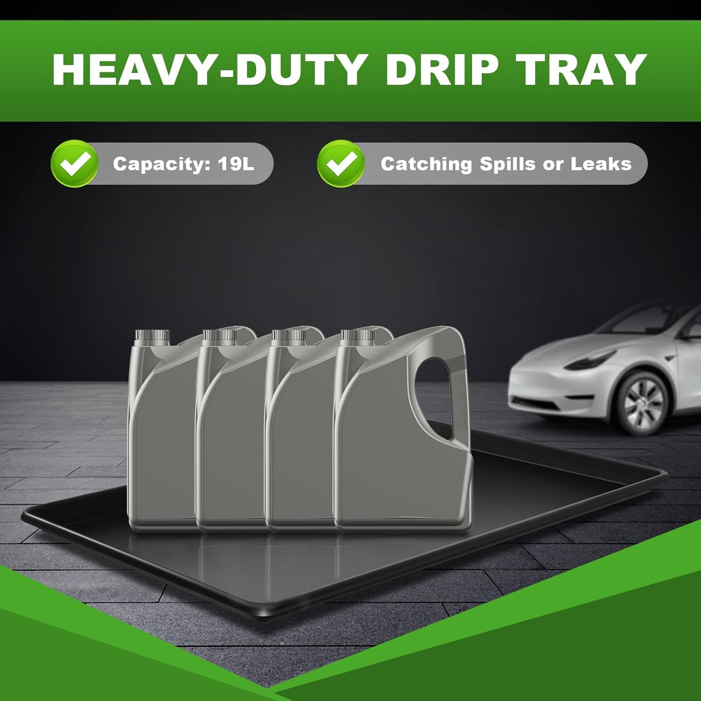 3 Pcs Extra Large Oil Drip Pan for Under Car - 35.4 x 24 x1.6 Inches, Hard Plastic Auto Oil Drip Tray, Oil Catch Pan Replacement Tray to Keep Garage Floor Show Room Driveway Safe and Clean