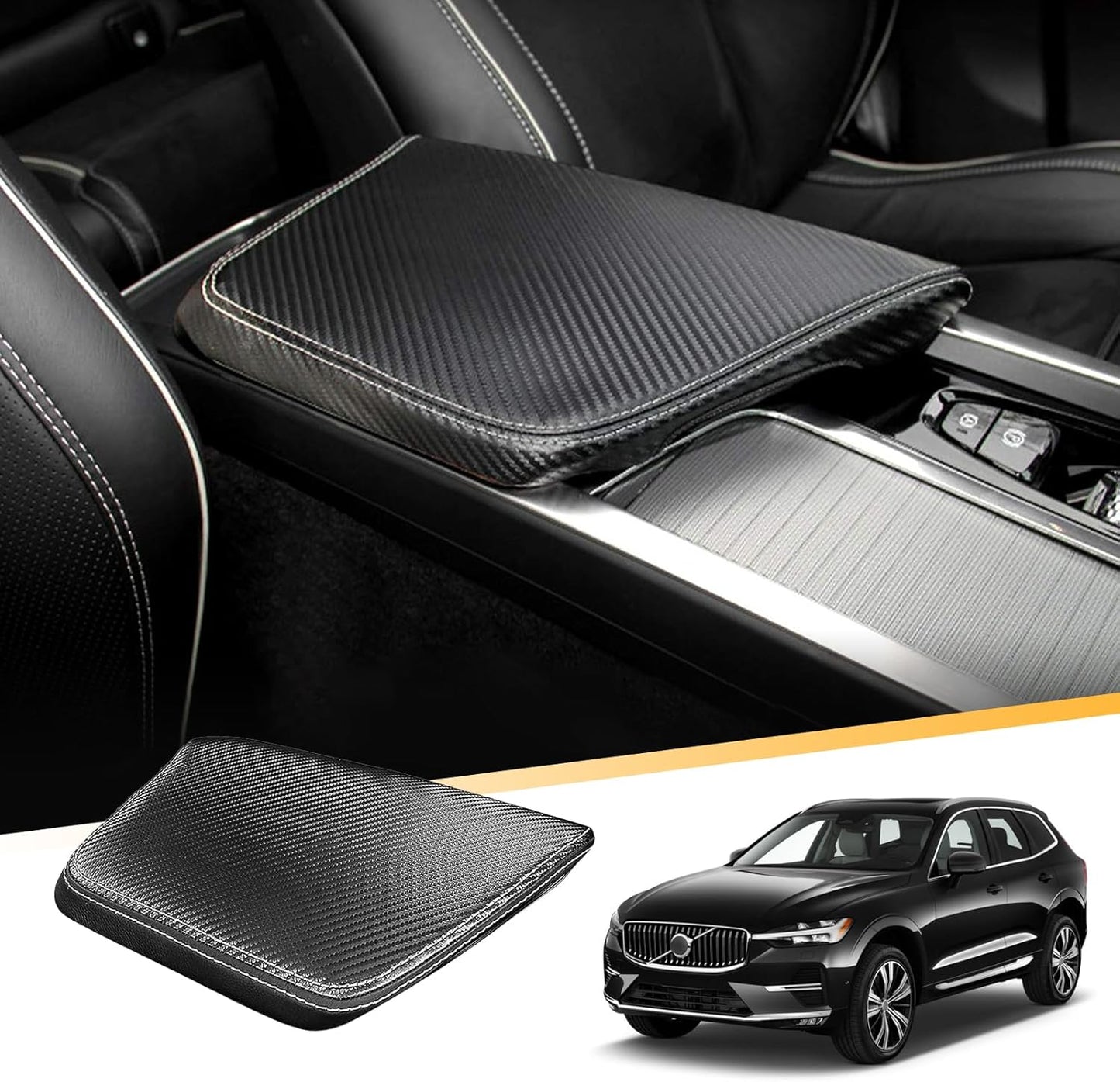 LFOTPP Central Console Armrest Box Cover Fit for Volov 2021 2022 2023 2024 XC60 S60 SPA Cover Car Armrest Cover Auto Center Console Pad (XC60 S60 Carbon Fiber)