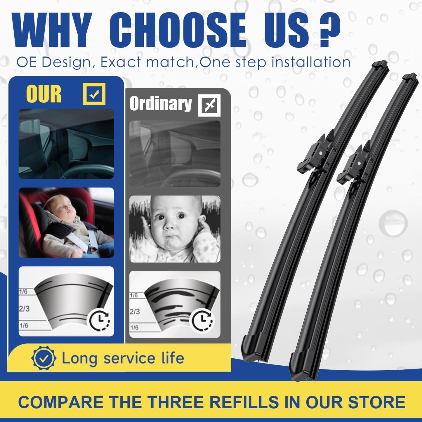 wipers factory Replacement For 09/2009-2013 BMW 328i 335i 335is M3 2-Door Original Equipment Windshield Wiper Blades Set -24"+17.5" Pinch Tab (Set of 2) Not For J Hook