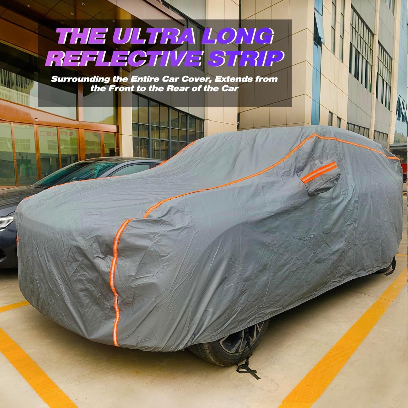 KEYOOG Universal Waterproof Heavy Weight Full Car Covers, Fit SUVs, All Weather, Outdoor Full Cover Weatherproof UV Sun Protection Snow Dust Storm Resistant with PEVA Cotton, Fit Length 178"-189"