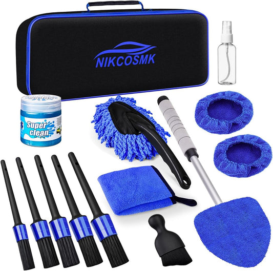 Windshield Cleaner Tool, 15Pcs Car Interior Detailing Kit, Car Cleaning Kit Interior Cleaner, Car Detailing Brushes, Car Cleaning Gel, Car Cleaning Supplies Tools Accessories for Women, Men, Interior