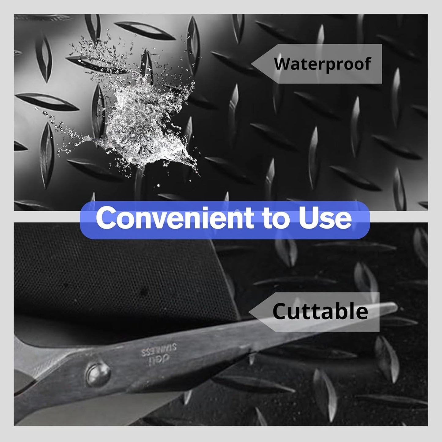 4X6 FT Garage Floor Mat， 2.5 Inch Thickened Diamond Plate Flooring Roll for Under Car， Non-Slip Commercial Grade Heavy Duty Parking Mat for Garage, Warehouse, Workshop, Basement, Gym（Black）