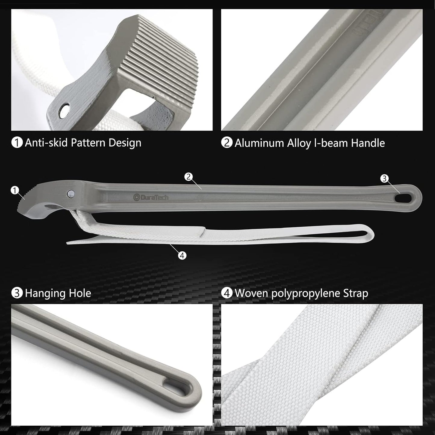 DURATECH Strap Wrench 18" Handle, Adjustable Nylon Strap Pipe Wrenches, Oil Filter Strap Opener Wrench