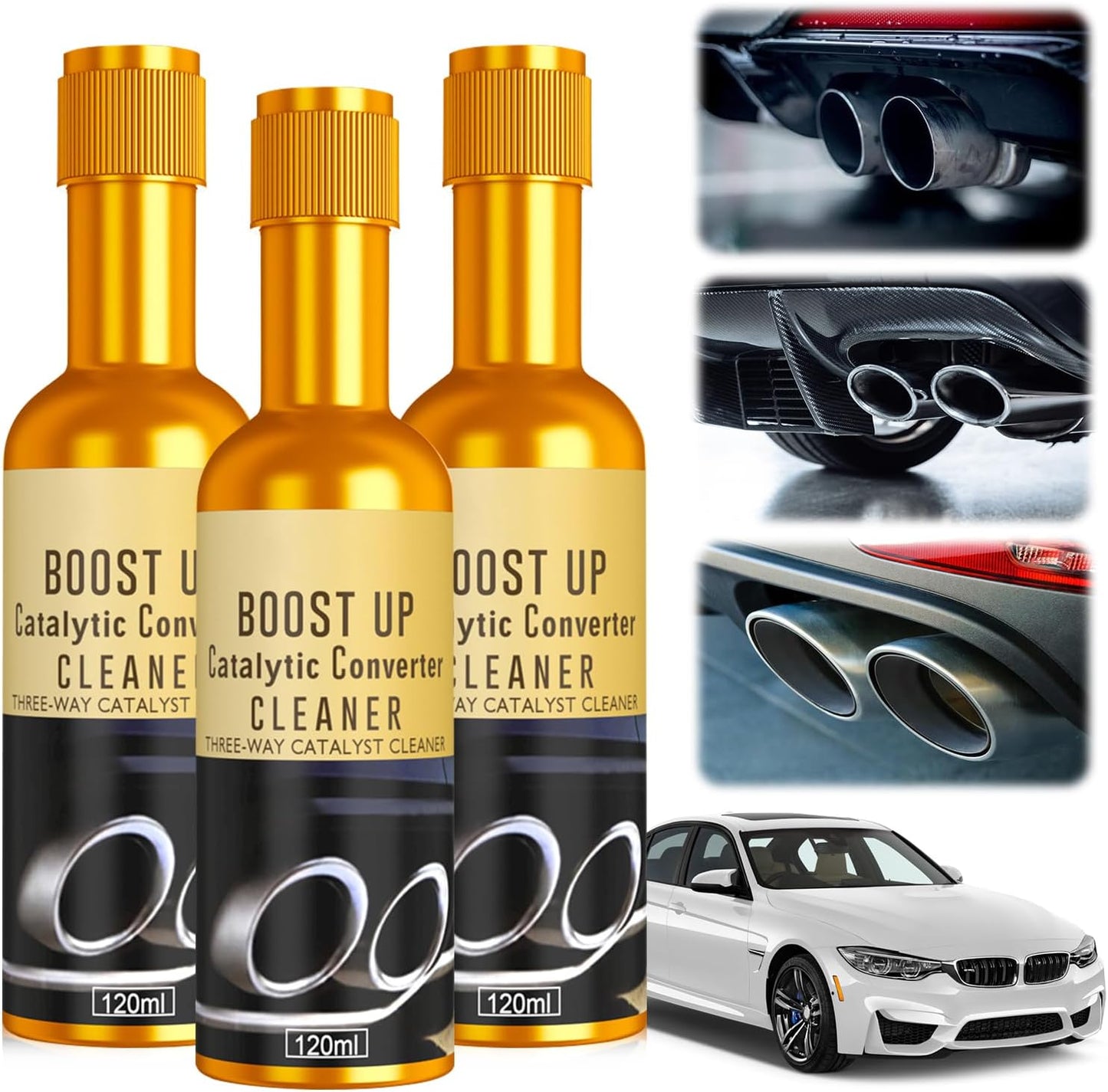 3Pcs Catalytic Converter Cleaner,Catalytic Converter Cleaner Kit,Auto Parts Engine,Exhaust System Pipe Carbon Removal Cleaner Treatment Additive Oil,Fuel System Treatment Oil Additive