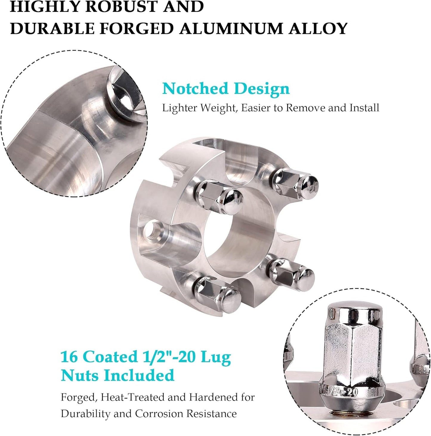 10L0L Golf Cart 2 inch Wheel Spacers for Yamaha, EZGO, Club Car (4x72mm Bolt Pattern, 68mm Hub Bore, 1/2-20 Studs) 4 Pack, Silver