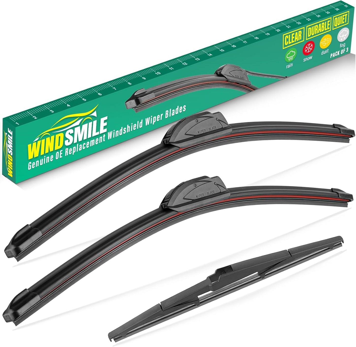 24" 18" 14" Windshield Wiper Blades Replacement for Hyundai Santa Fe 2007 2008 2009 2010 2011 2012 Premium All Weather Front Rear Wipers Set - OEM Quality (Pack of 3)