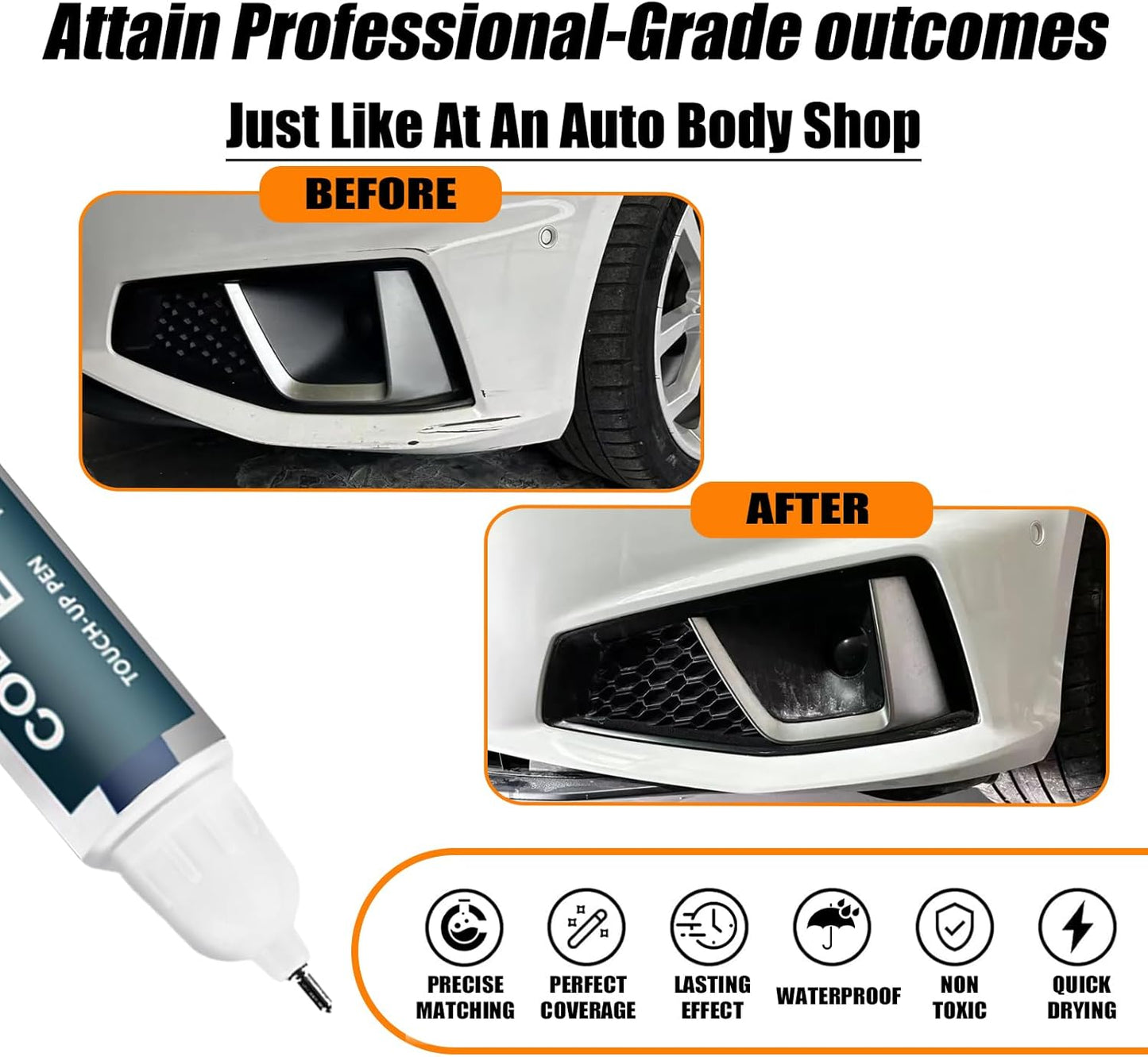 Arkona White(LY9L/Z9) Touch Up Paint Compatible with Audi, Car Paint Pen Scratch Repair Two-In-One Touch Up Paint, Premium Car Scratch Remover for Deep Scratches