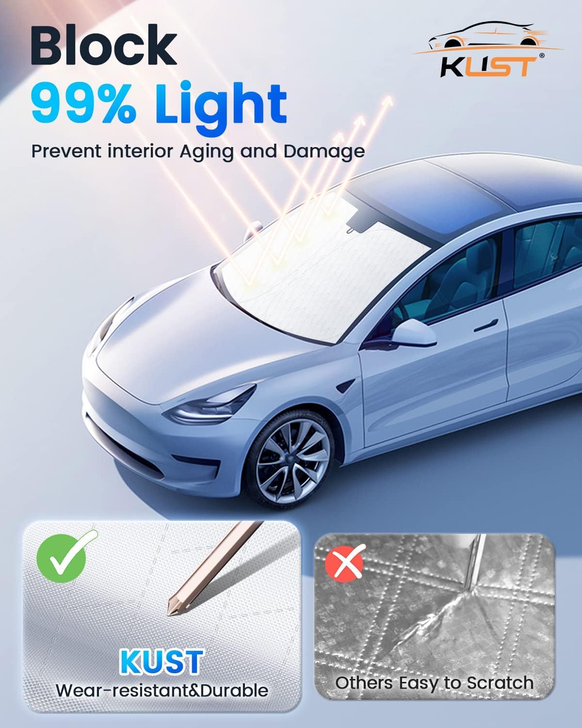 KUST Windshield Sun Shade Custom Fit for Hyundai Ioniq 5 2022 2023 2024 2025 2026 Sun Shade Front Windshield Sun Visor Foldable Thicker 5-Layer Block Heat and Sun UV Rays