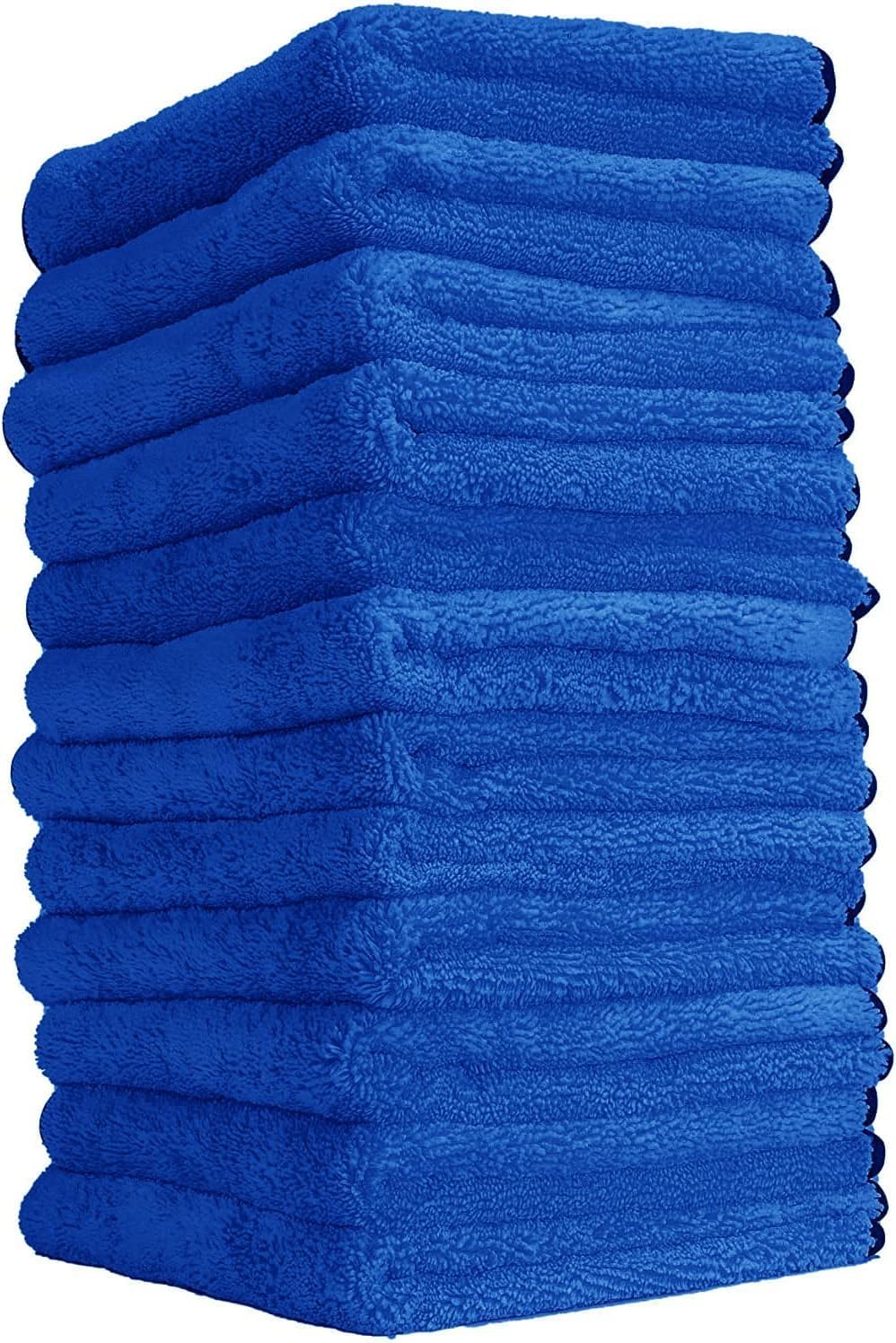 Chemical Guys MIC110012 Professional Grade Premium Microfiber Towels, Blue (16 Inch x 16 Inch) (Pack of 12) - Safe for Car Wash, Home Cleaning & Pet Drying Cloths
