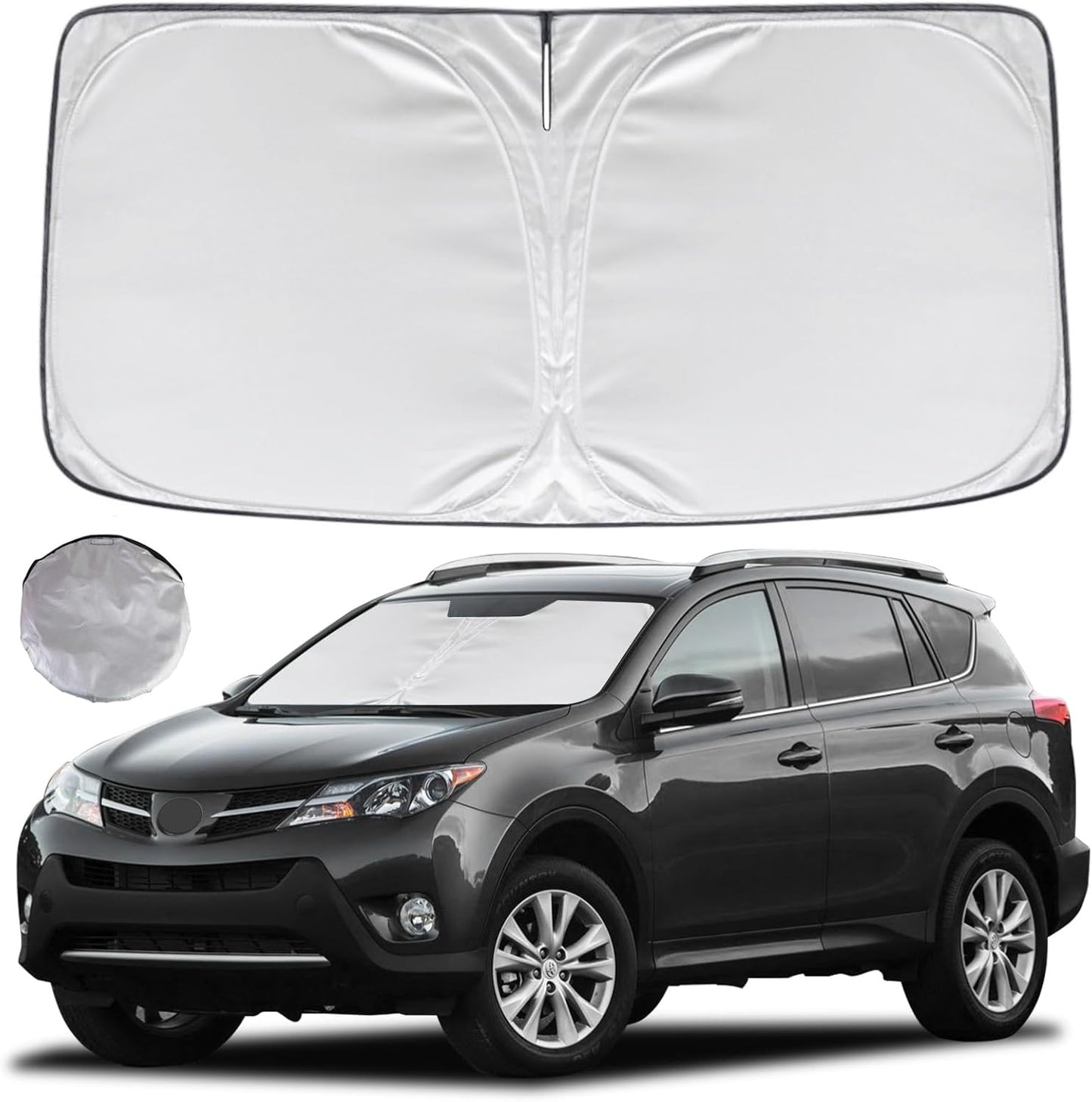 KAYZT Windshield Sun Shade for Toyota RAV4 2013-2018 RAV-4 Foldable Sunshade SUV Front Window Custom Fit Accessories