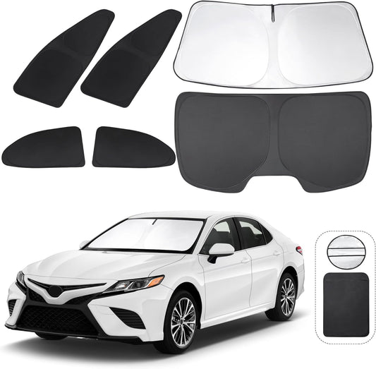 TINGLU Window Shades for Toyota Camry 2018-2024 Accessories Car Side Full Windows Rear Triangular Windshield Sun Shade Sun UV Rays & Privacy Protection for Camping,Napping,and Relaxing 6PCS