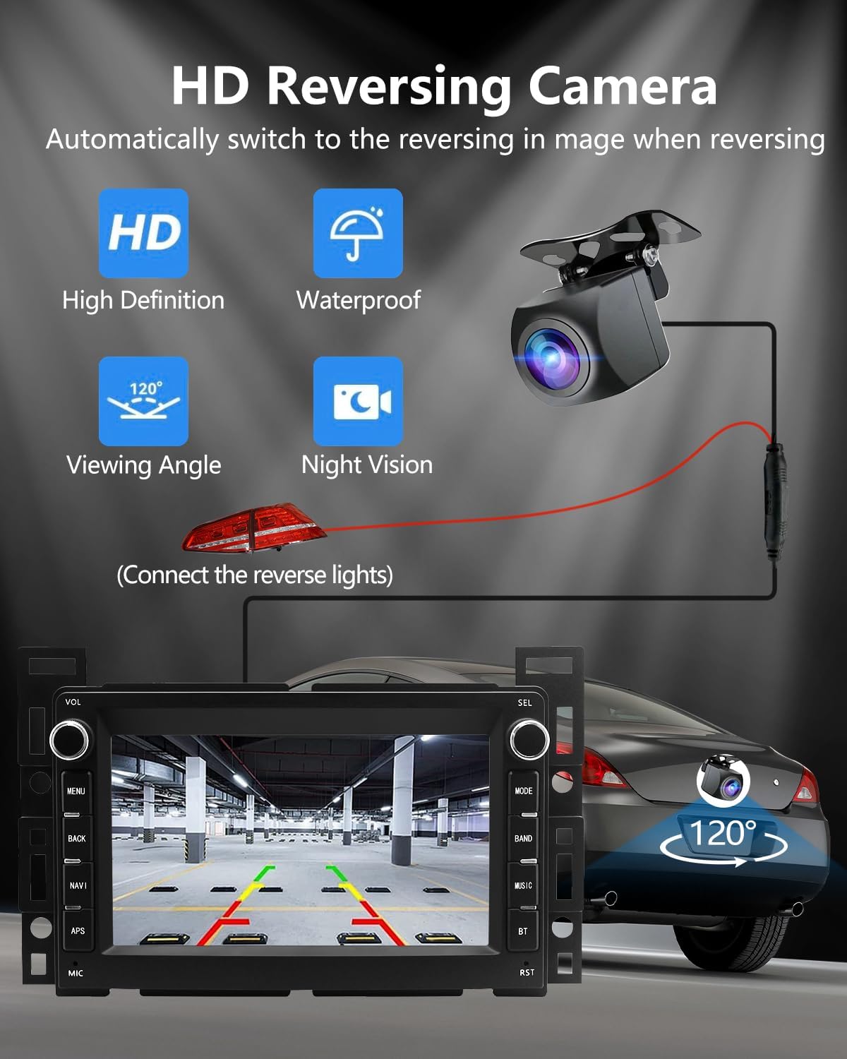 [2+64G] Car Radio for Pontica G6 (2005-2008)/ Torrent 2006, Chevy Equinox (2005-2006)/ Malibu, 2 Din Car Srereo with Wireless Carplay/Android Auto, Steering Wheel Controls/AHD Camera/FM/App Store