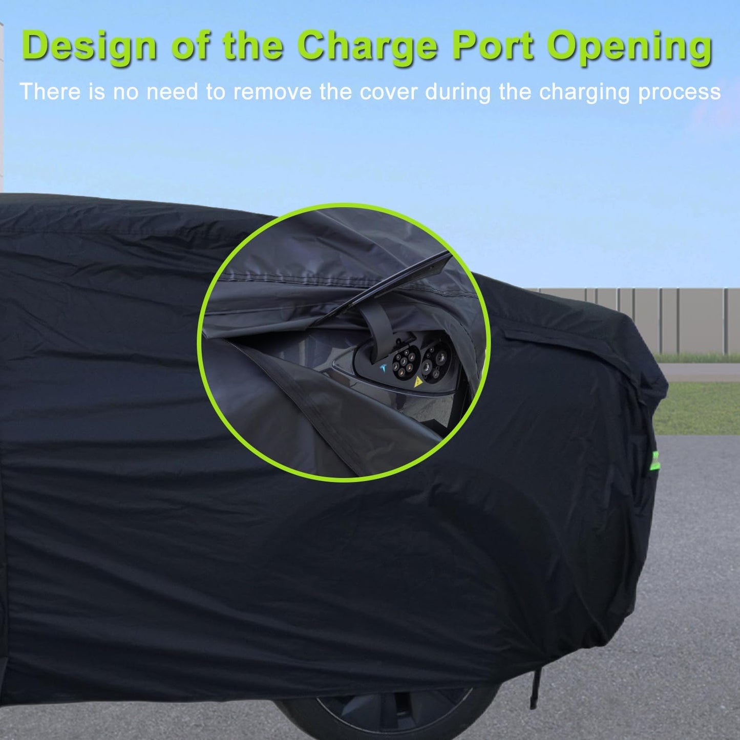 Car Cover Custom Fit for Tesla Model Y, Waterproof All Weather Full Exterior Cover Rain Snow UV Protection with Door Zipper Charging Port
