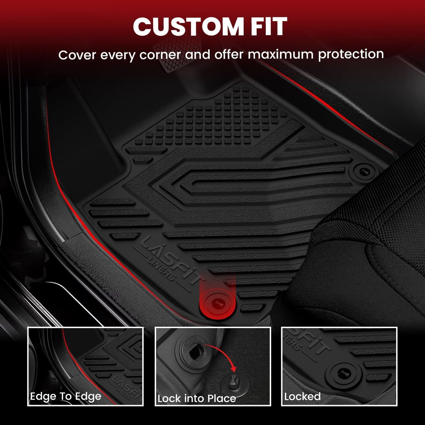 LASFIT Floor Mats & Cargo Liner for Honda HRV 2026 2025 2024 2023 (Gasoline & Hybrid) & for Acura ADX 2025, All Weather TPE Custom Fit HR-V Floor Liner Accessories, 1st & 2nd Row & Trunk Mat, Black