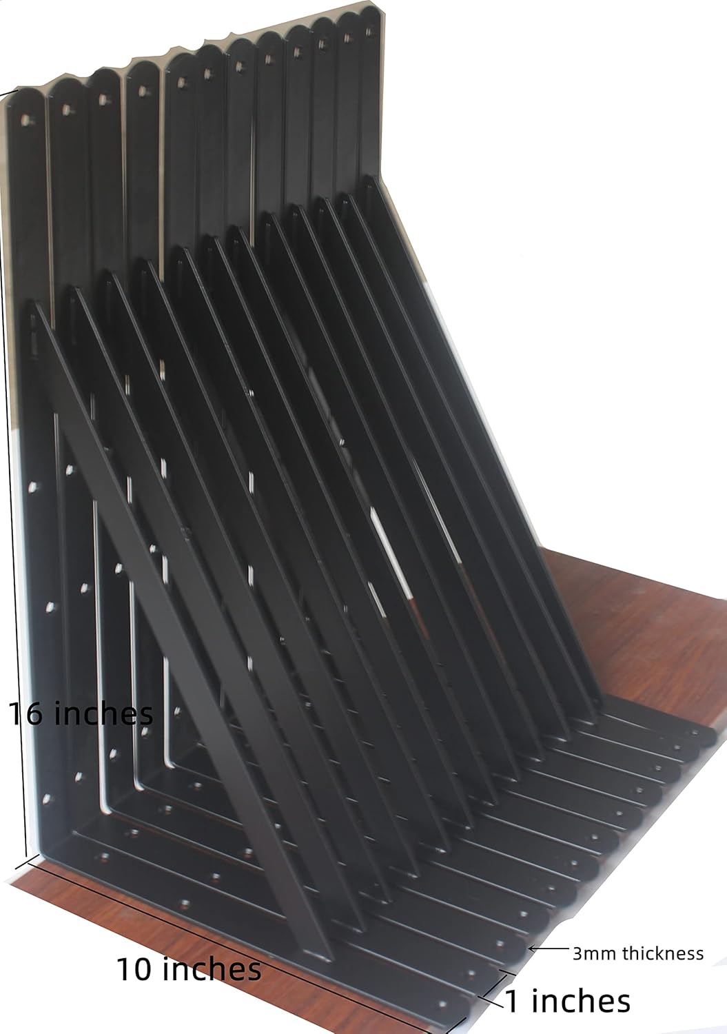 32 Pack L16 x H 10" Black Heavy Duty Shelf Brackets with Screws Metal Shelf Brackets Shelf Support Angle Brackets for Shelves L Brackets Heavy Duty Floating Shelf