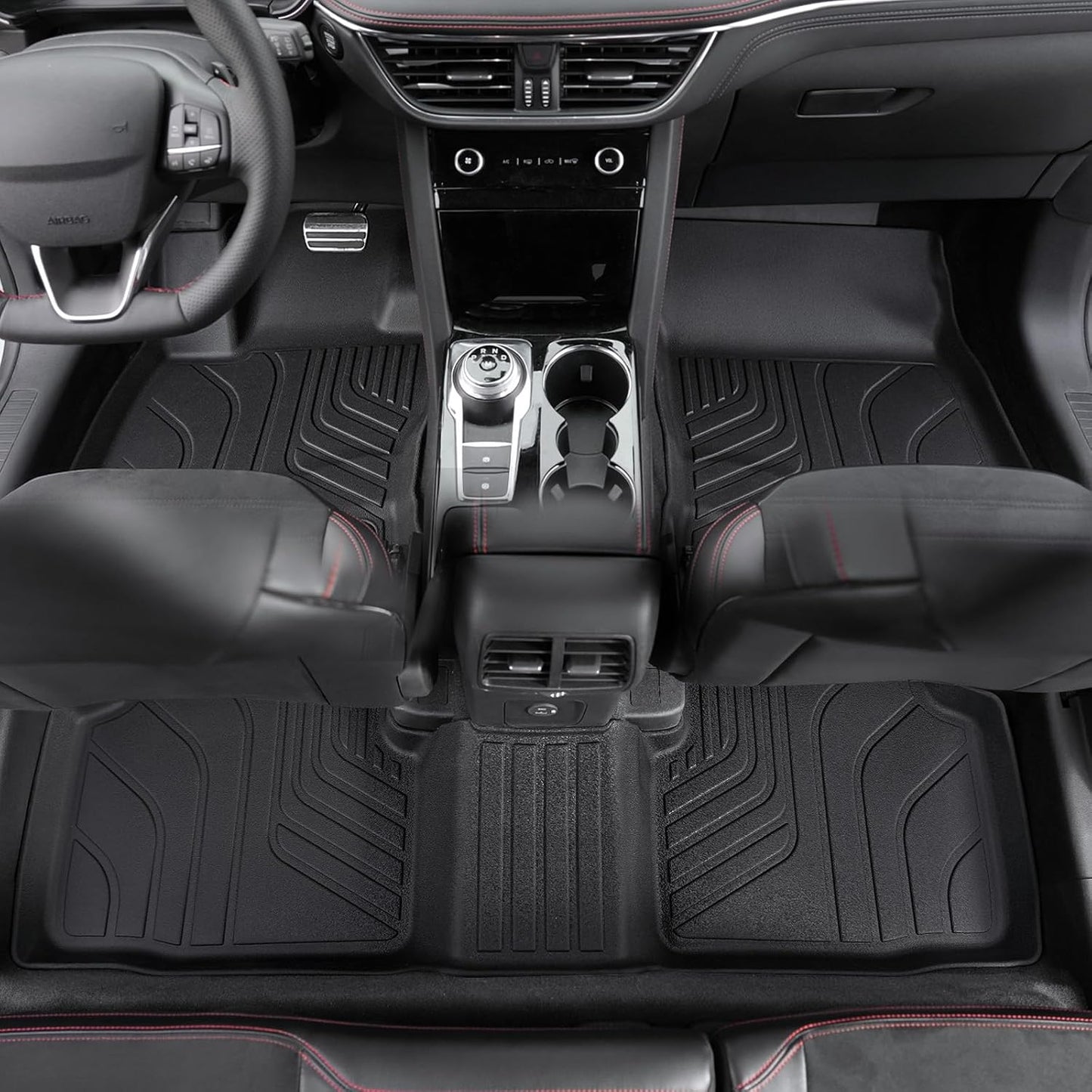 Floor Mats Set for Ford Escape 2020-2024 2025 Accessories (Not for Hybrid), Full Coverage All Weather Floor Mats Cargo Mat with Backrest Protectors & Door Sill Guards