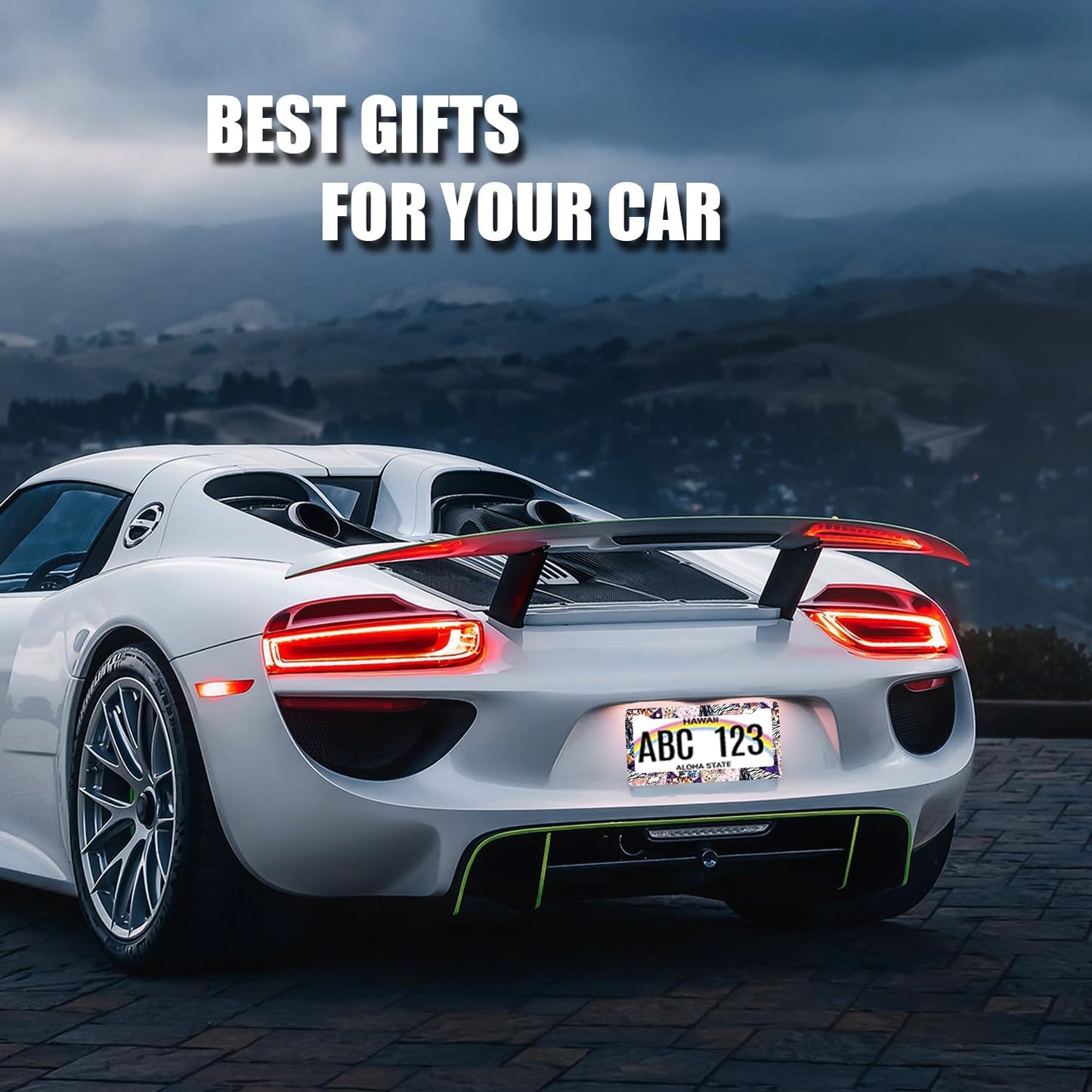 Abstract Art Flowers License Plate Frame Colorful Floral License Plate Holder Stainless Steel Funny Design 12.3" x 6.3"Compatible with Standard License Plate for USA Canada