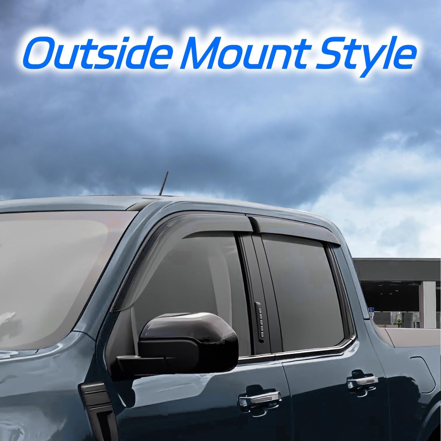 Rain Guards for 2019-2025 Dodge Ram 1500 Crew Cab (New Body Style, Includes TRX), Outside Mount Window Visors Wind Deflectors Vent Shades, 2020 2021 2022 2023 2024, Exterior Car Accessories