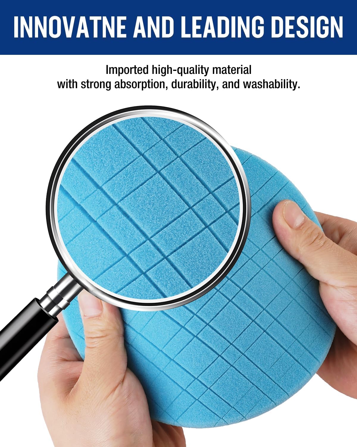 WORKPRO 6.5 Inch Buffing Sponge Pads, 5Pcs 6.5 Inch Face for 6.5 Inch Backing Plate, Cutting Polishing Pad Kit for Car Buffer Polisher Compounding, Polishing and Waxing