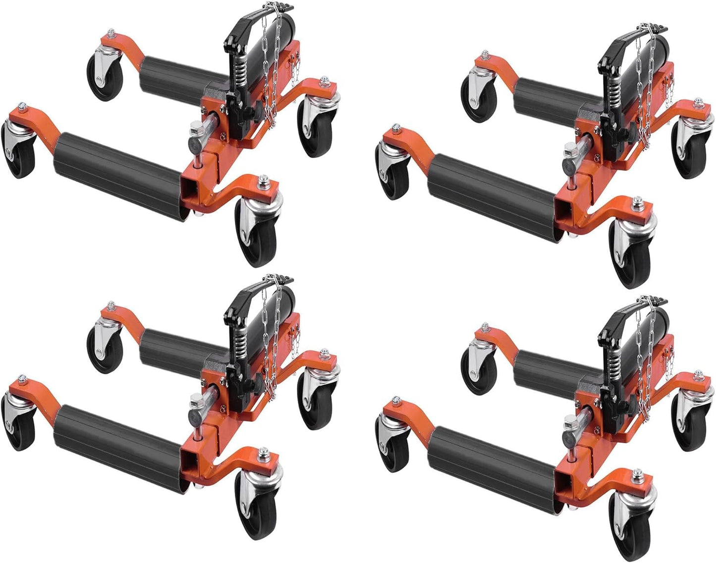 4 Pcs Car Wheel Dolly with Hydraulic Tire Jack, 1500LBS Capacity Trailer Dolly for Vehicle Positioning for Truck RV Trailer, Orange
