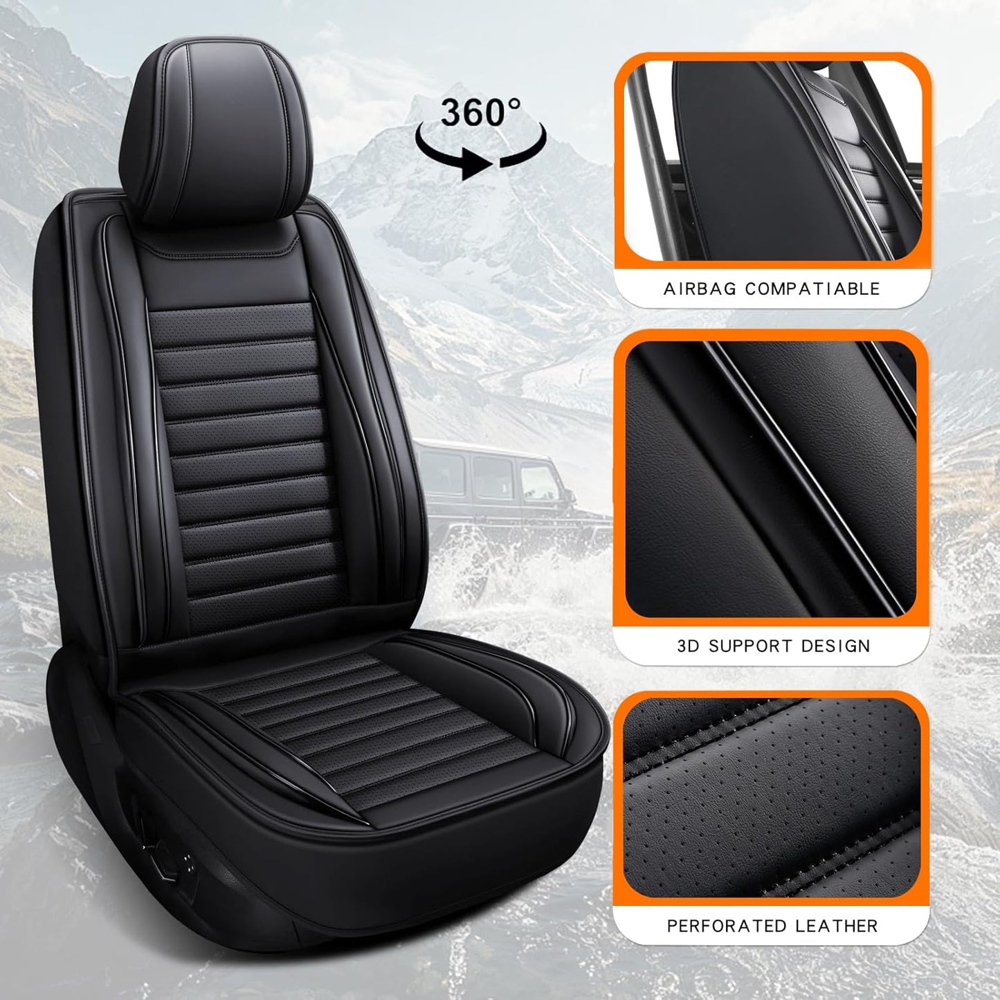 Car Seat Covers,Car Seat Protector Waterproof,Seat Covers Front, Car Seat Protectors,Automotive Seat Covers Fit for Most Cars Black