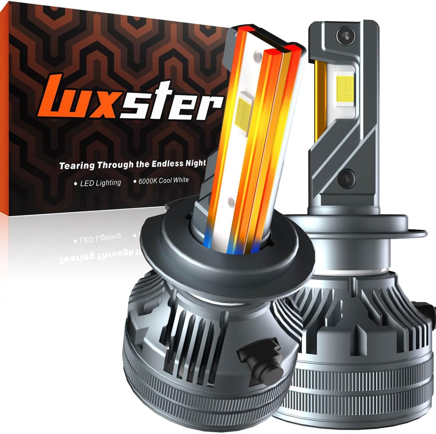 LUXSTER | Punisher H7 LED Bulbs, 40000LM Ultra Bright, Triple Copper Pipes Cooling Tech(Unique), Plug-N-Play Installation, 6000K Pure White, IP68 Waterproof, Pack of 2
