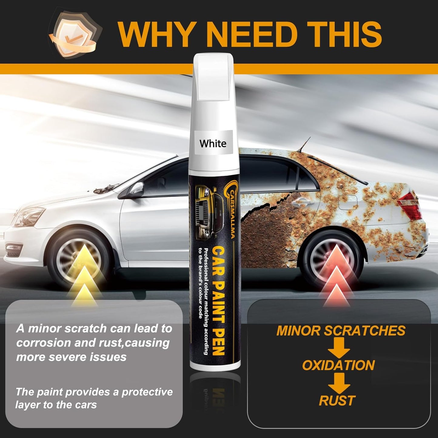 LS9R/2Y Glacier White Metallic Car Touch Up Paint for Audi, Color Accurate Car Paint Scratch Repair Pen Kit Quick & Easy Fix Vehicle Chips and Automotive Nicks Scuff