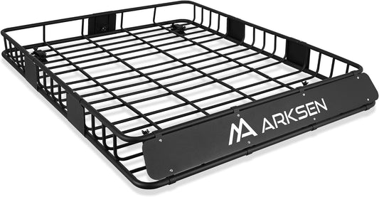 ARKSEN 64 x 50 x 6 Inch Universal Extra Wide 150LB Heavy Duty Roof Rack Cargo with Extension Car Top Luggage Holder Carrier Basket for SUV, Truck, & Car Steel Construction